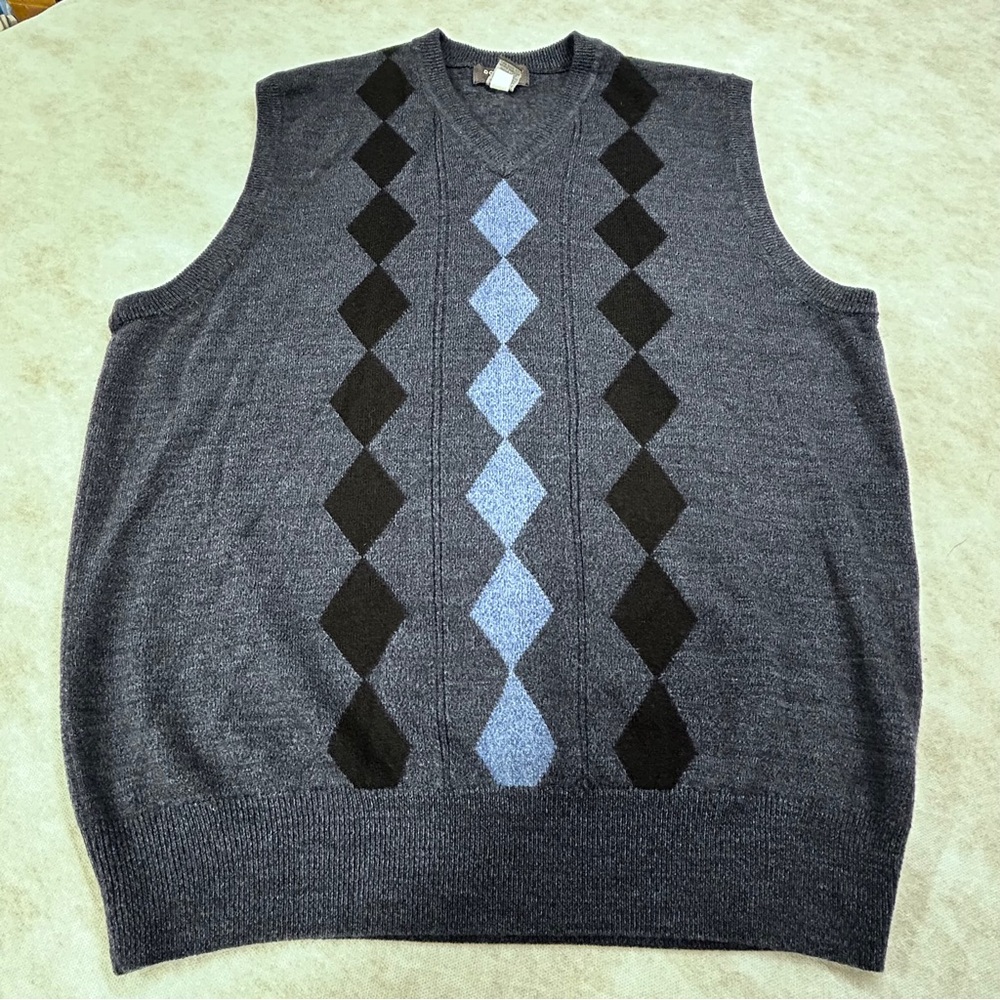 Dockers Navy Blue Argyle Vest Men’s XL